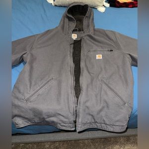 Mens Large Sherpa Lined Gray Carhartt Jacket